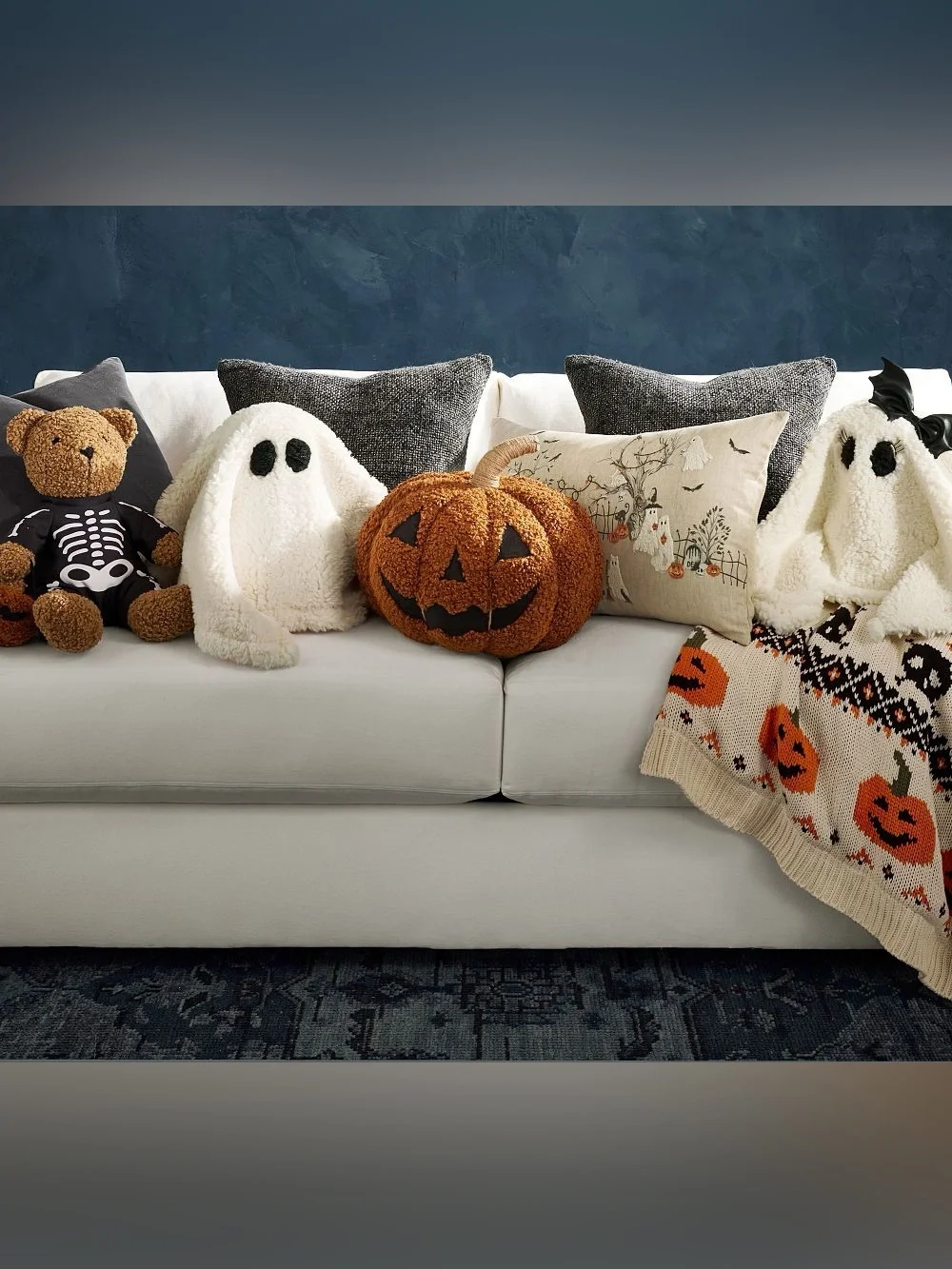 Pottery Barn Theo Teddy Trick-Or-Treat Pillow NEW